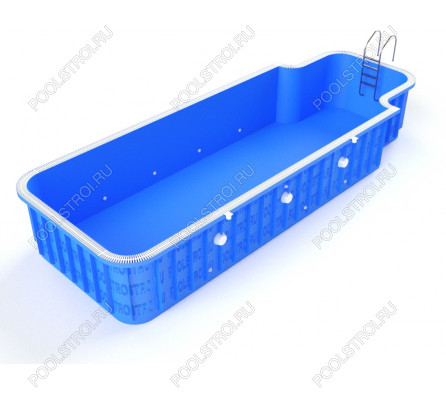 Полипропиленовый бассейн Сальвадор max. 10х3.5х1.7. нержавейка. переливной. стандарт. 8 мм